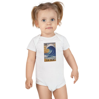 Wave Lotería - Baby Short Sleeve 100% Cotton Onesie (La Ola)