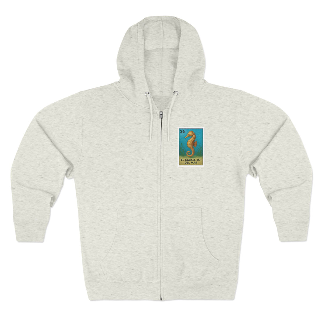Seahorse Lotería Unisex - Zip Cotton Blend Fleece Hoodie (El Caballito del Mar)