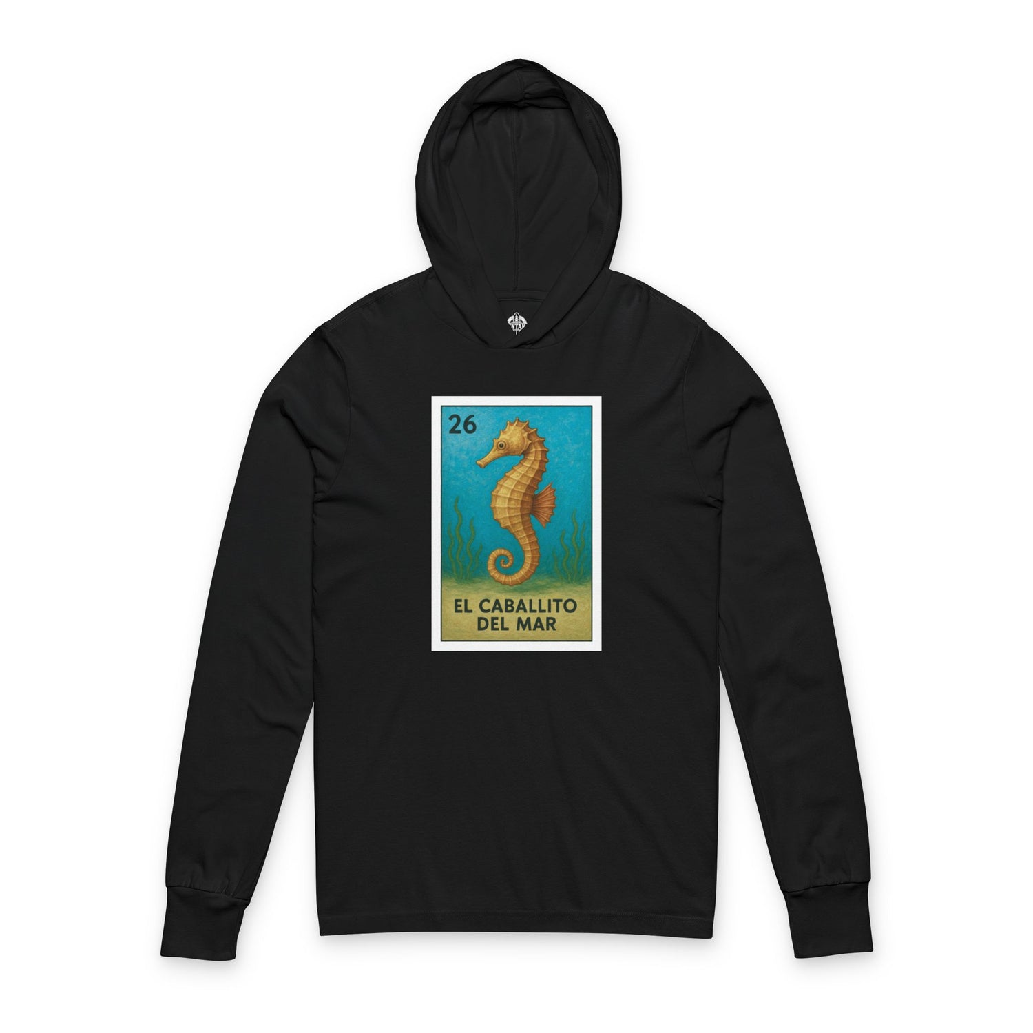 Seahorse Lotería Unisex - Cotton Hooded Long Sleeve Hooded T-Shirt (El Caballito del Mar)