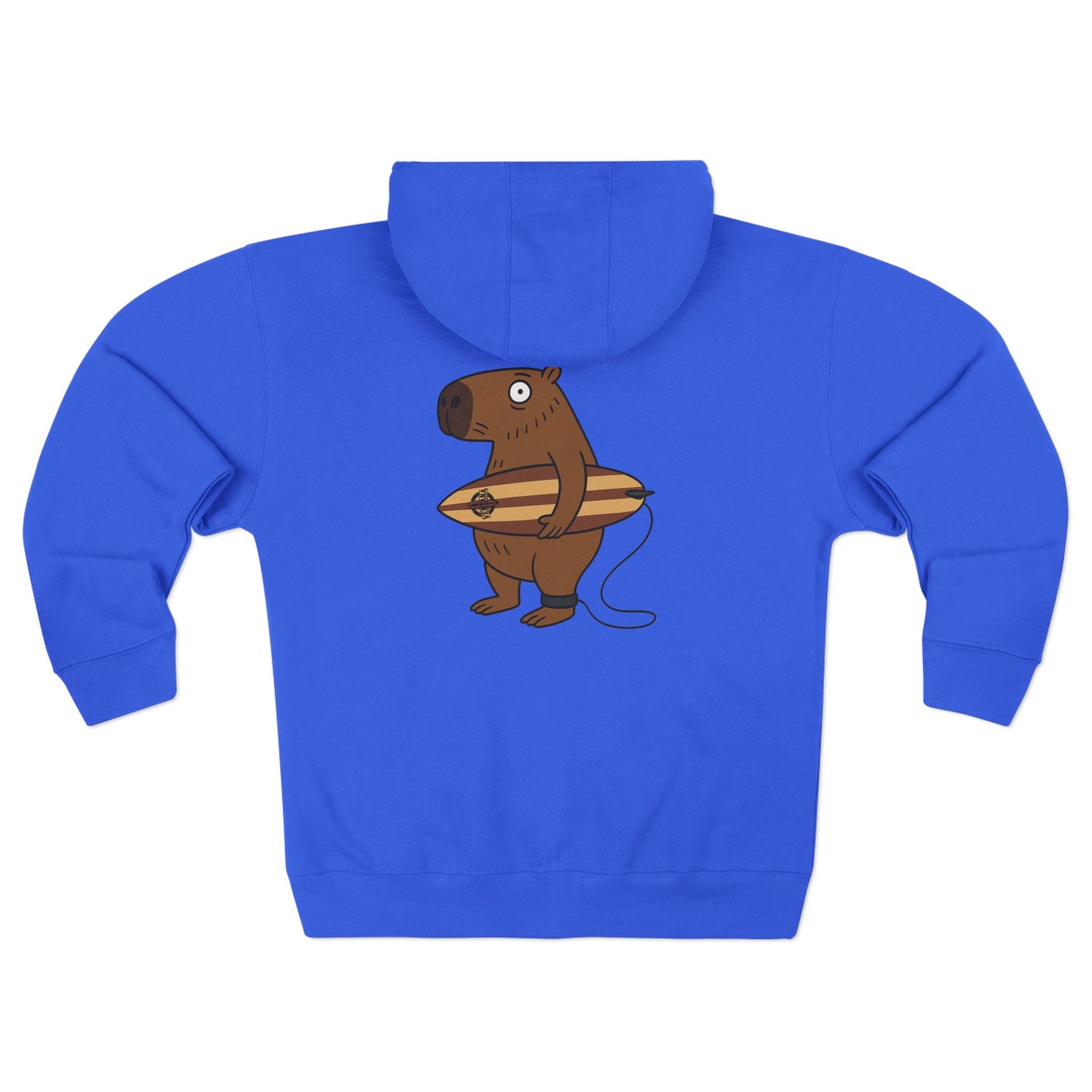 Capybara Surfer Unisex - Zip Cotton Blend Fleece Hoodie