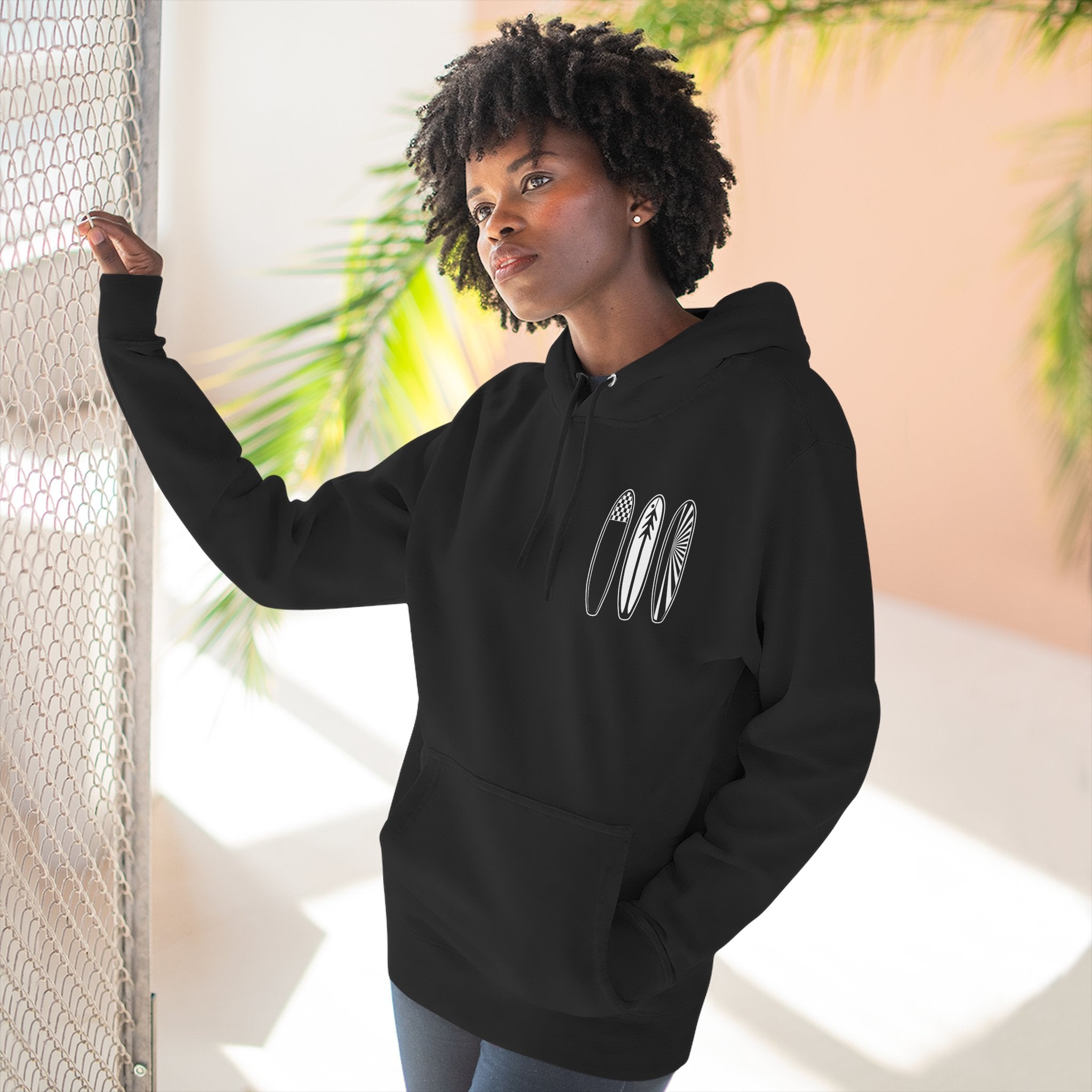 Ventana Three Board - Unisex Pull-Over Cotton Blend Fleece Hoodie