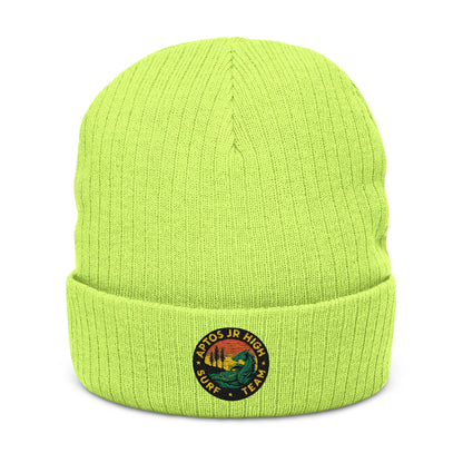 Aptos Junior High Surf Team - Embroidered Unisex Ribbed Knit Beanie with Recycled Polyester