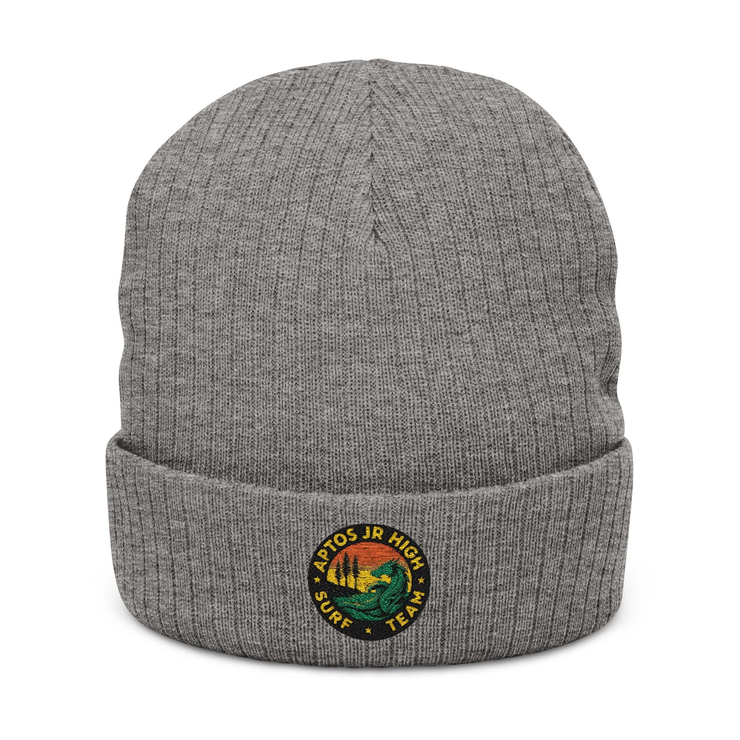 Aptos Junior High Surf Team - Embroidered Unisex Ribbed Knit Beanie with Recycled Polyester