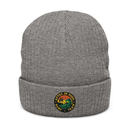 Aptos Junior High Surf Team - Embroidered Unisex Ribbed Knit Beanie with Recycled Polyester