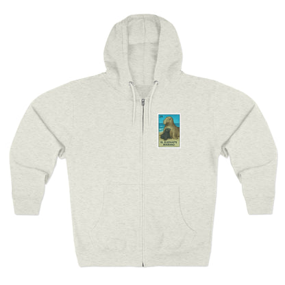 Elephant Seal Lotería Unisex - Zip Cotton Blend Fleece Hoodie (El Elefante Marino)