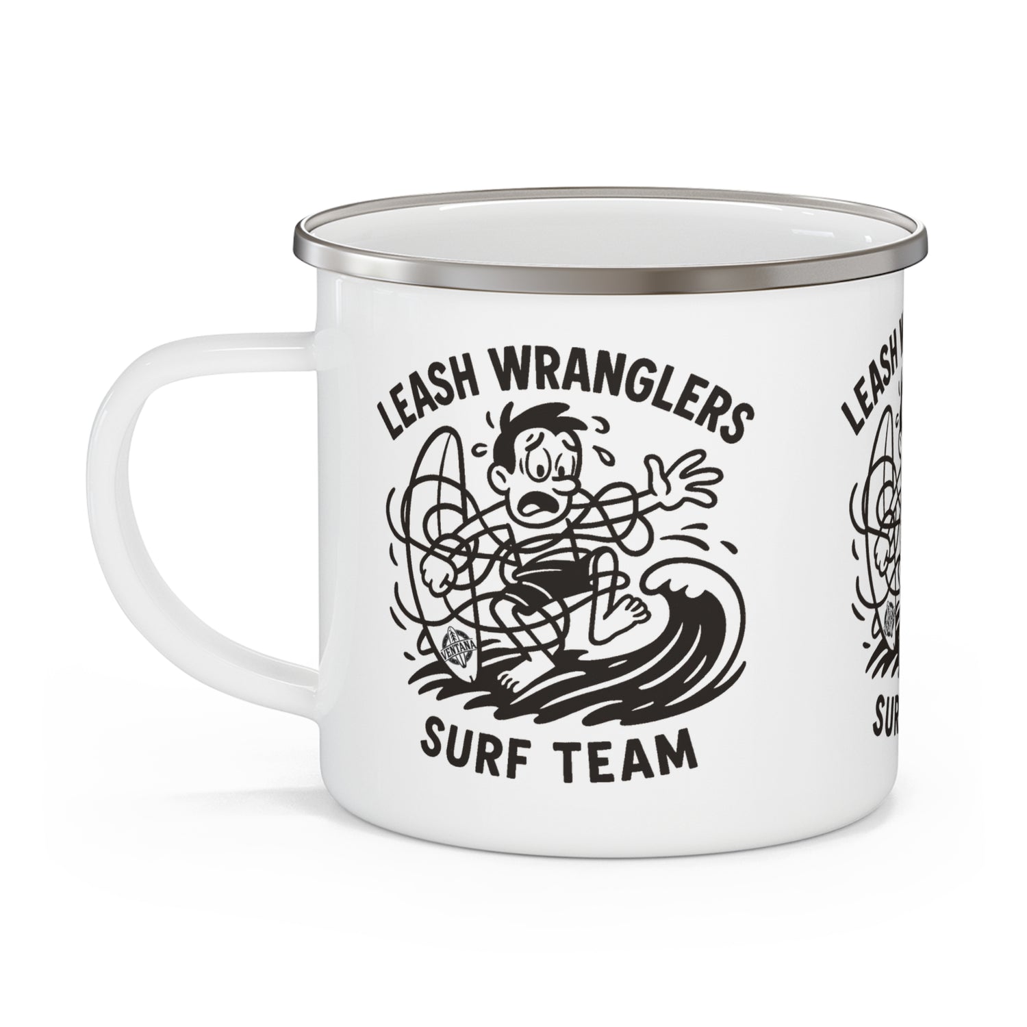 Leash Wranglers Surf Team Enamel Camping Mug (12oz - small)