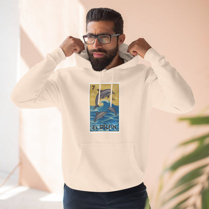 Dolphin Lotería Unisex - Pull-Over Cotton Blend Fleece Hoodie (El Delfín)