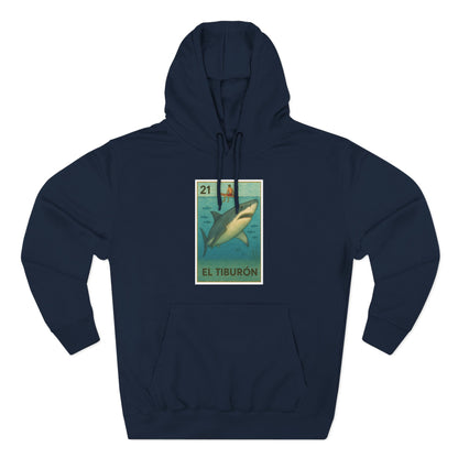 Shark Lotería Unisex - Pull-Over Cotton Blend Fleece Hoodie (El Tiburón)