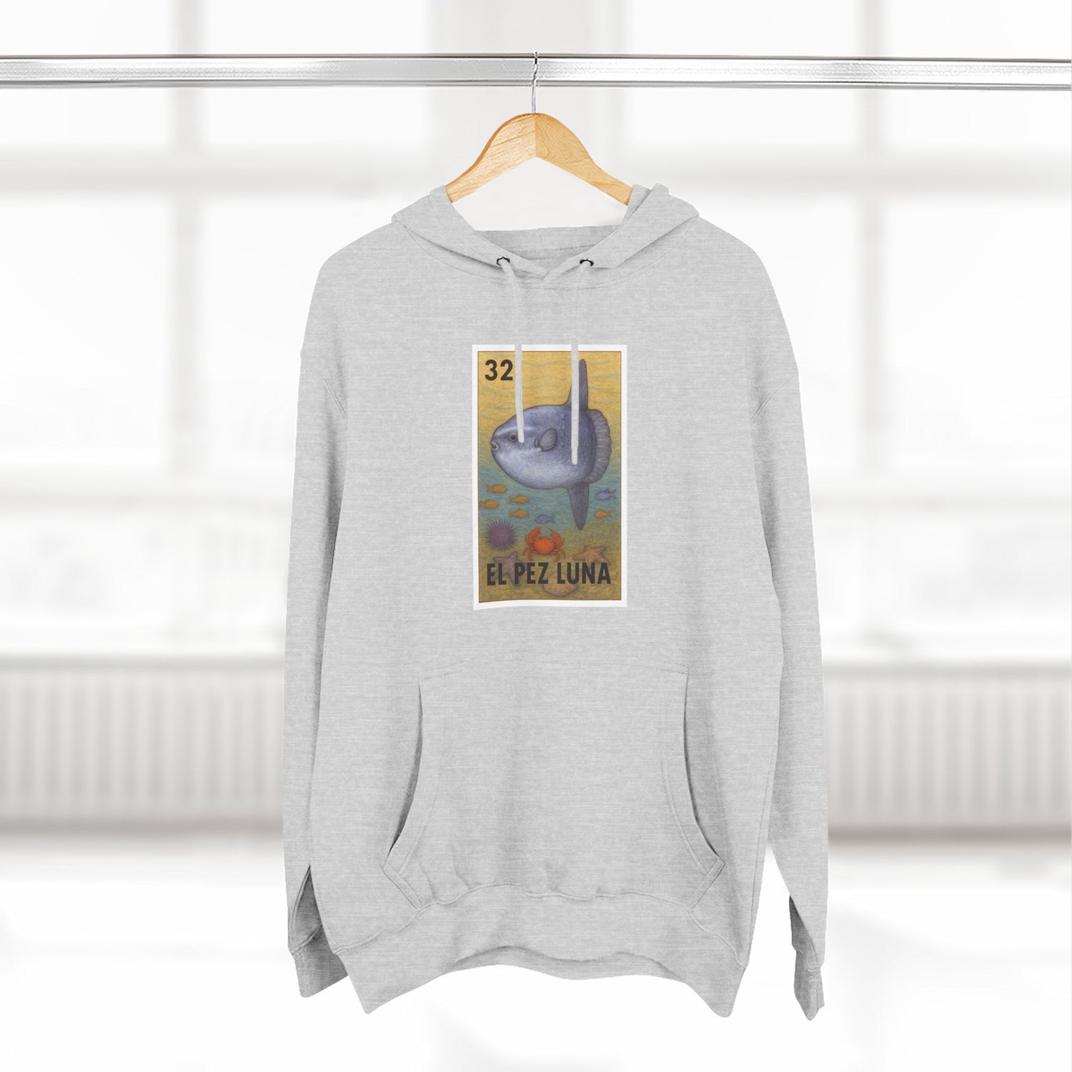 Sunfish Lotería Unisex - Pull-Over Cotton Blend Fleece Hoodie (El Pez Luna)