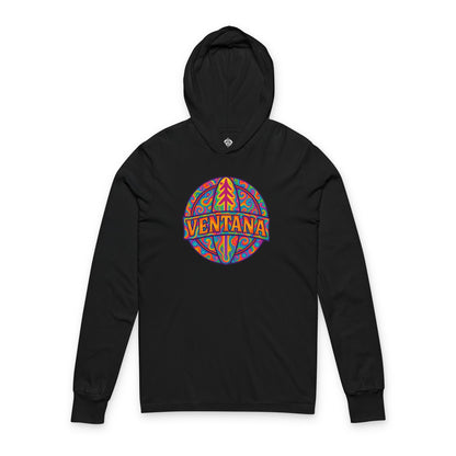 Ventana Psychedelic Treefish Logo Unisex - Cotton Hooded Long Sleeve Hooded T-Shirt
