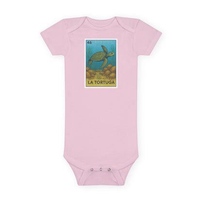 Turtle Lotería - Baby Short Sleeve 100% Cotton Onesie (La Tortuga)
