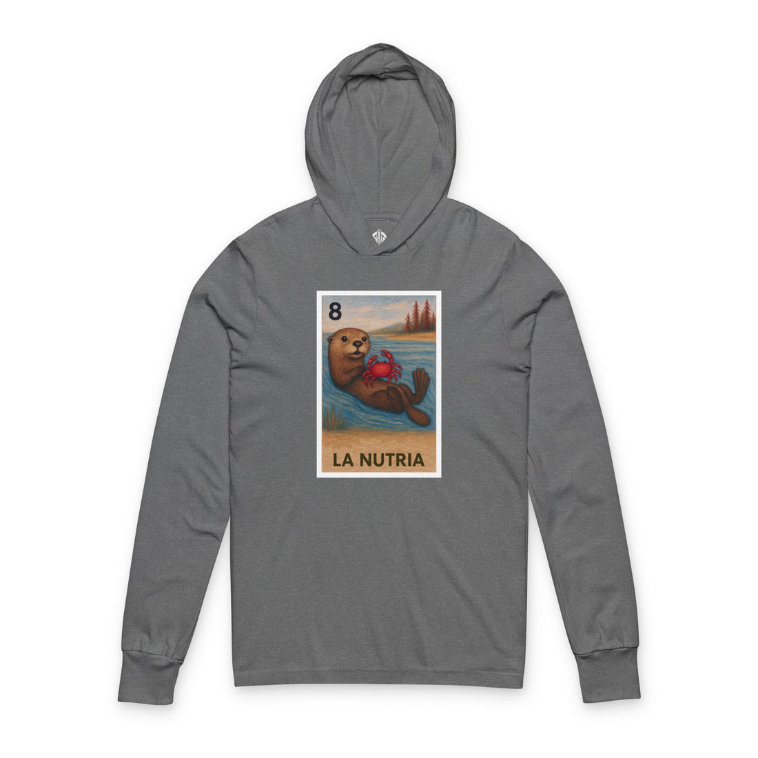 Sea Otter Lotería Unisex - Cotton Hooded Long Sleeve Hooded T-Shirt (La Nutria)