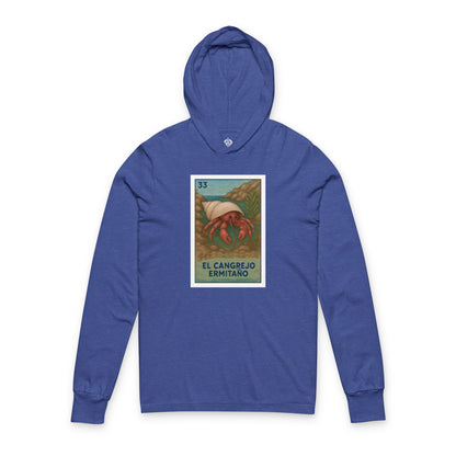 Hermit Crab Lotería Unisex - Cotton Hooded Long Sleeve Hooded T-Shirt (El Cangrejo Ermitaño)