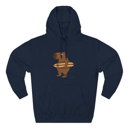 Capybara Surfer Unisex - Pull-Over Cotton Blend Fleece Hoodie