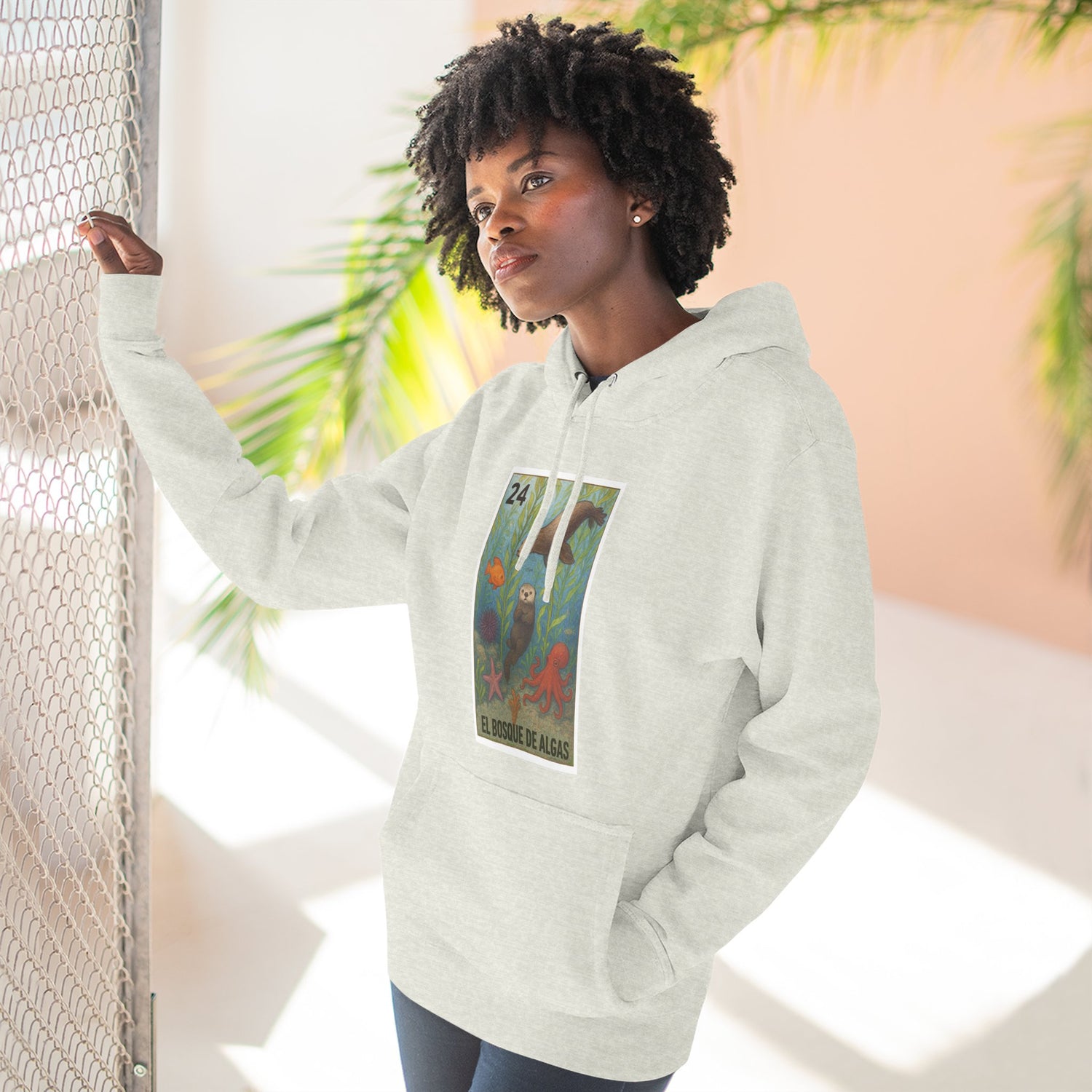 Kelp Forest Lotería Unisex - Pull-Over Cotton Blend Fleece Hoodie (El Bosque de Algas)