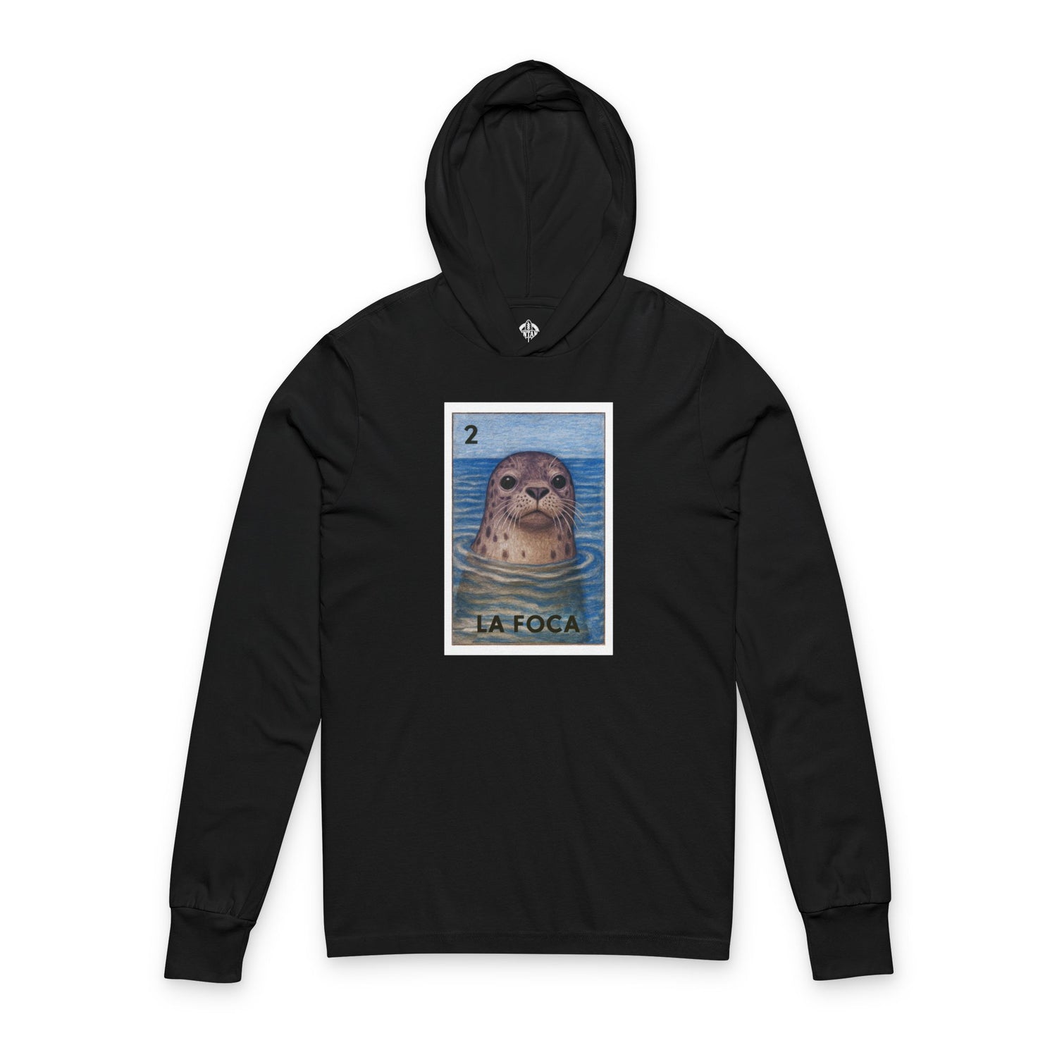 Seal Lotería Unisex - Cotton Hooded Long Sleeve Hooded T-Shirt (La Foca)
