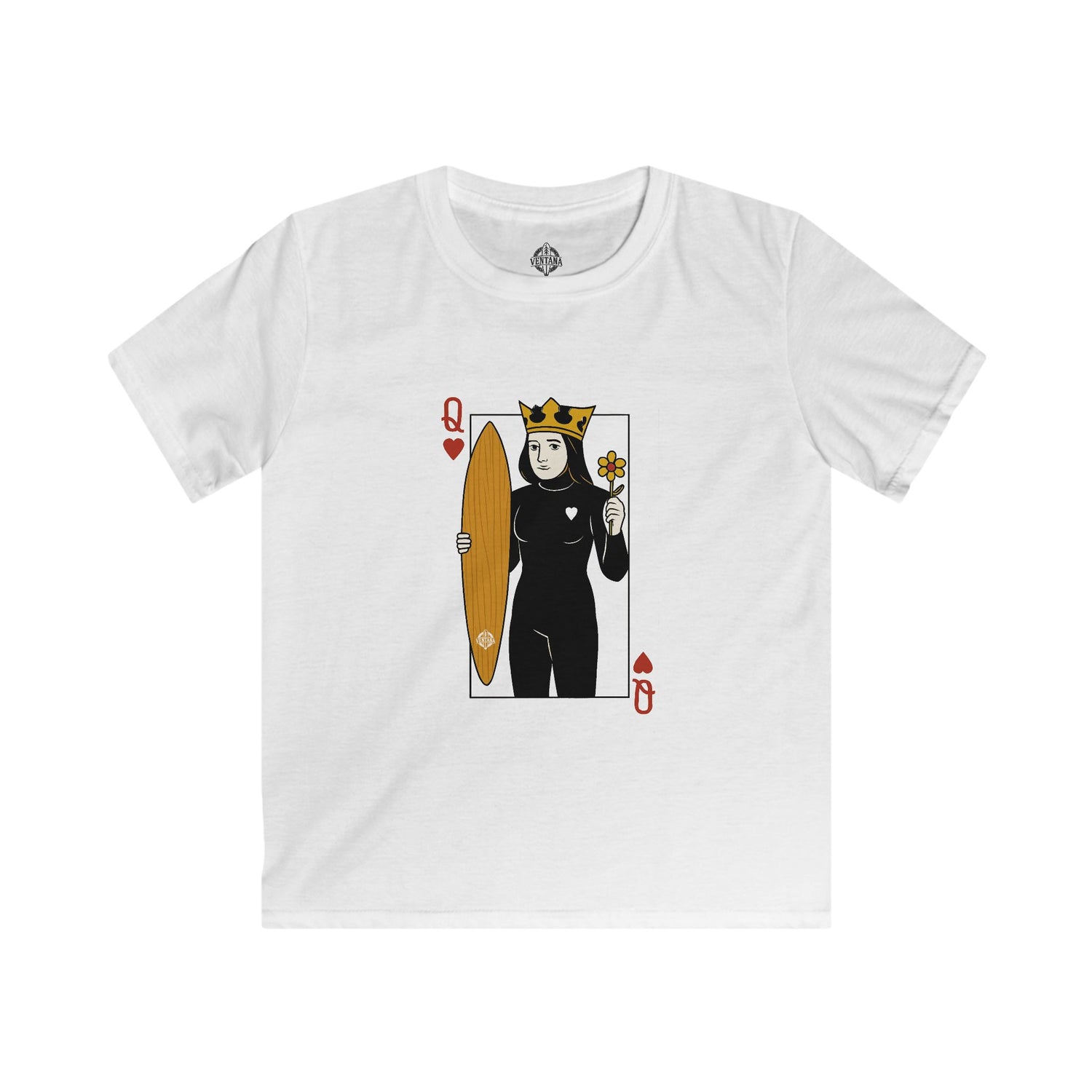 Queen of Hearts Surfer Kids - Soft Style U.S. Cotton T-Shirt