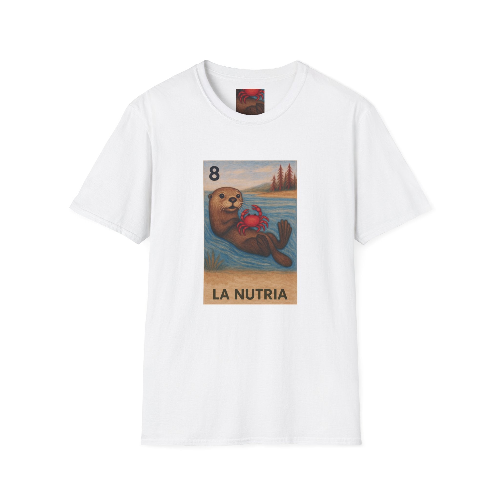 Sea Otter Lotería Unisex - Soft Style U.S. Cotton T-Shirt (La Nutria)