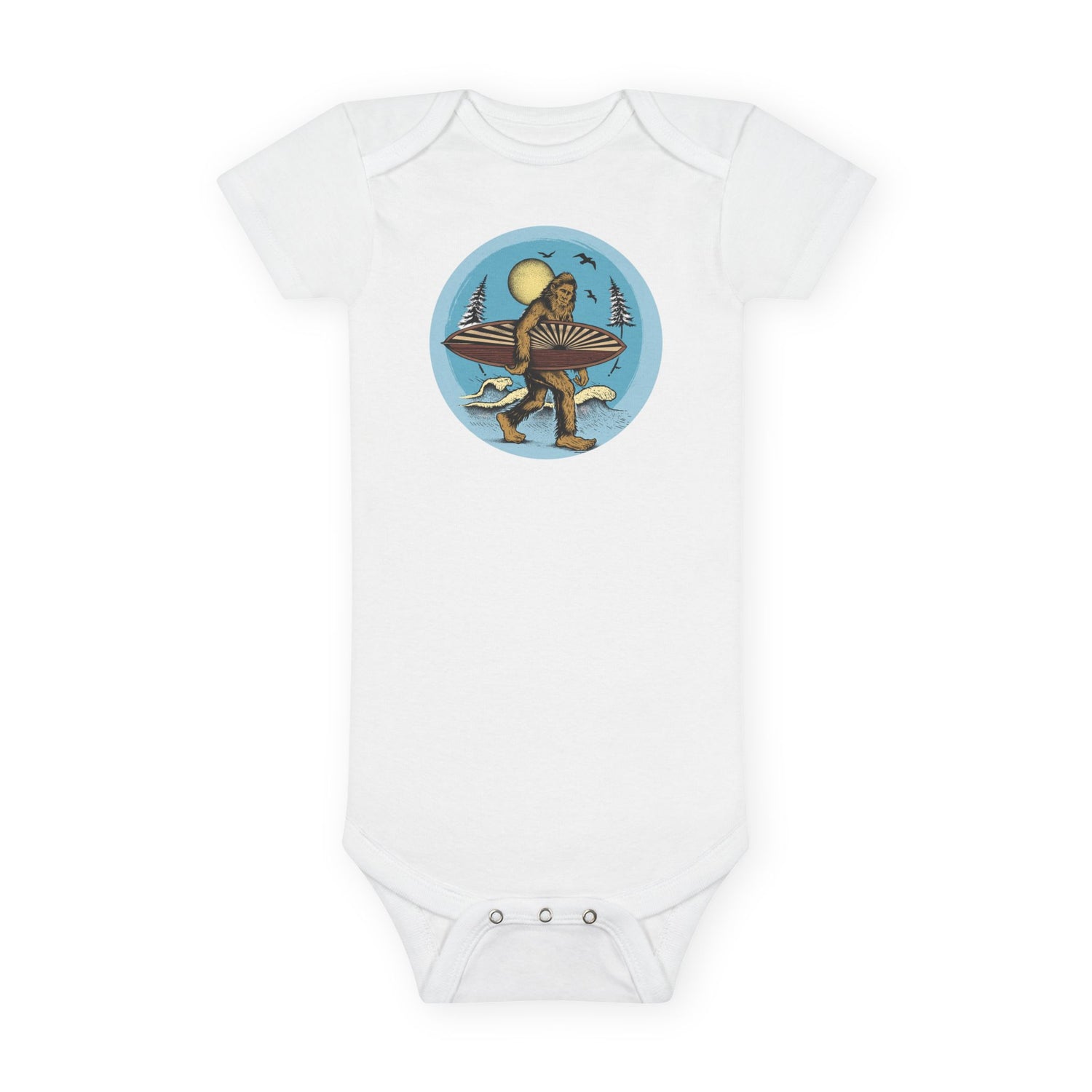 Ventana Surfsquatch by Thiago Bianchini - Baby Short Sleeve 100% Cotton Onesie