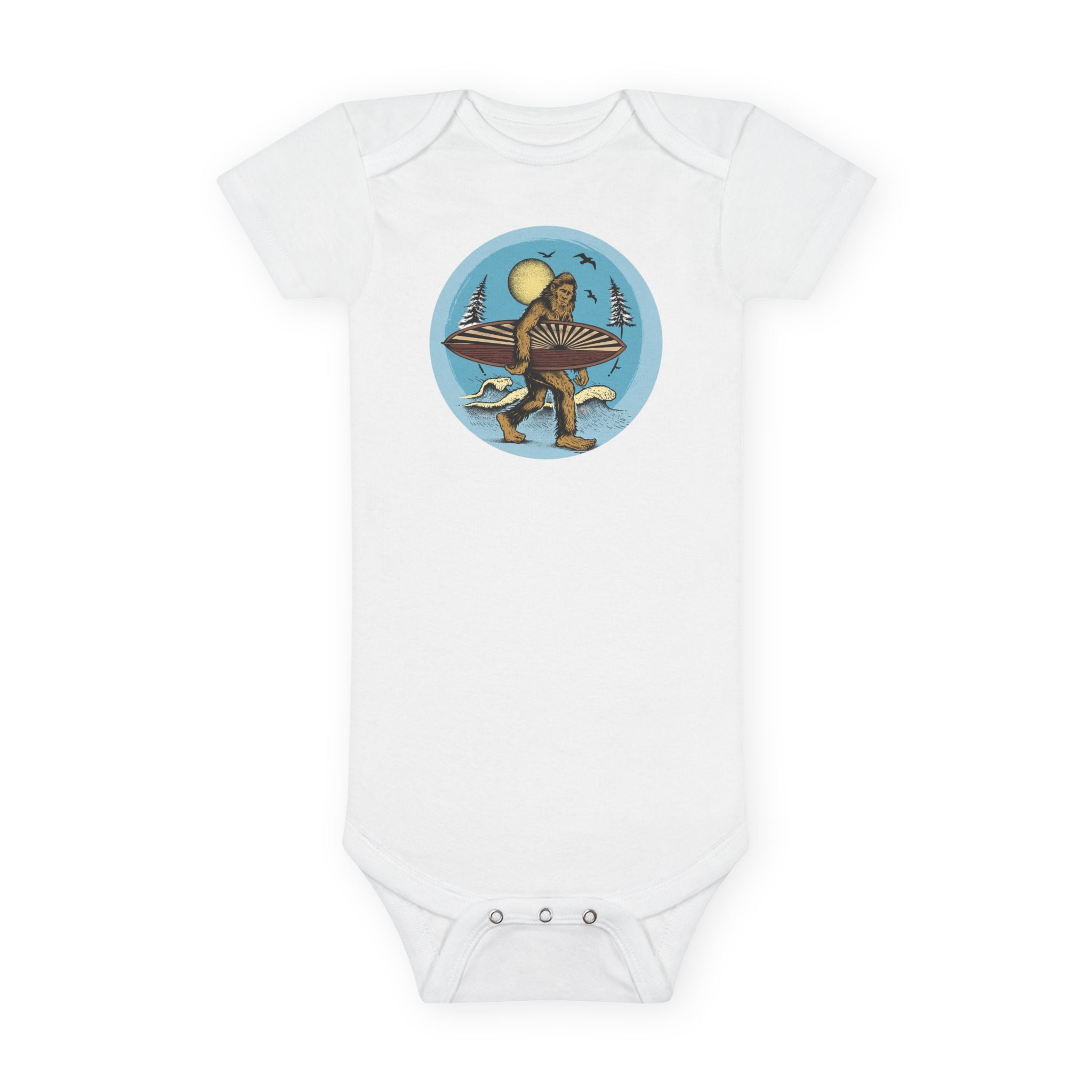 Ventana Surfsquatch by Thiago Bianchini - Baby Short Sleeve 100% Cotton Onesie