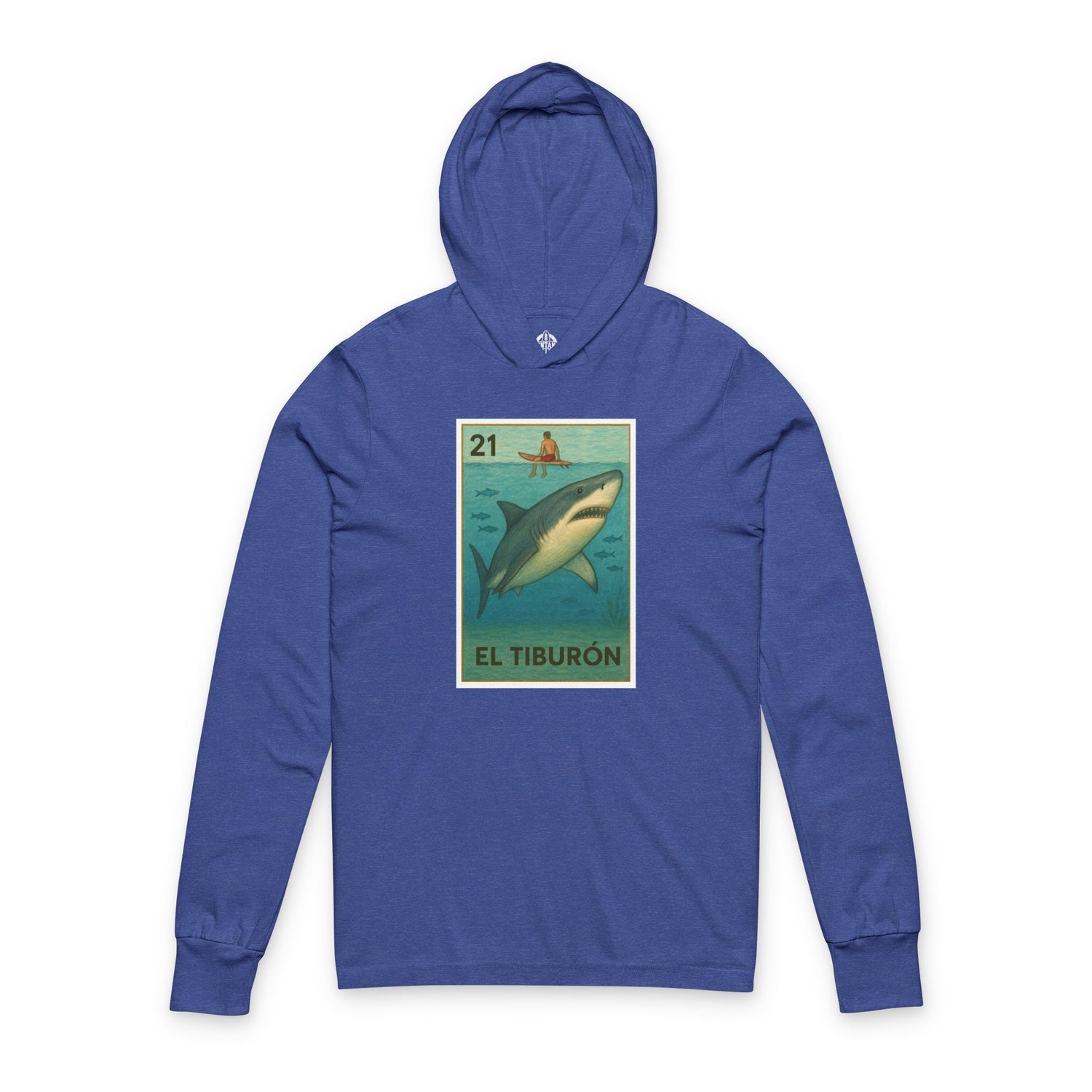 Shark Lotería Unisex - Cotton Hooded Long Sleeve Hooded T-Shirt (El Tiburón)
