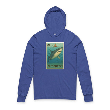 Shark Lotería Unisex - Cotton Hooded Long Sleeve Hooded T-Shirt (El Tiburón)