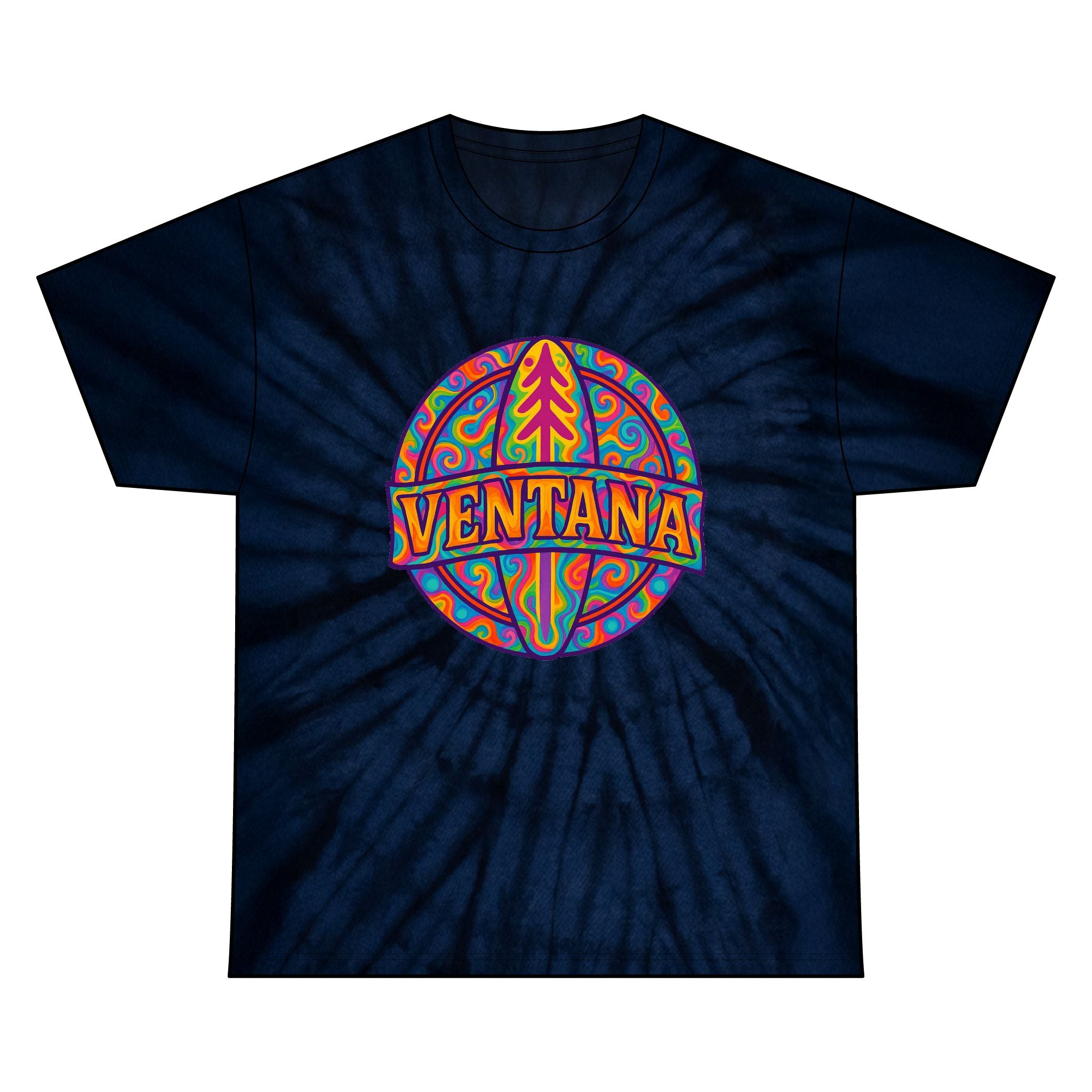 Ventana Psychedelic Treefish Logo Tie Dye Unisex - 100% Cotton T-Shirt