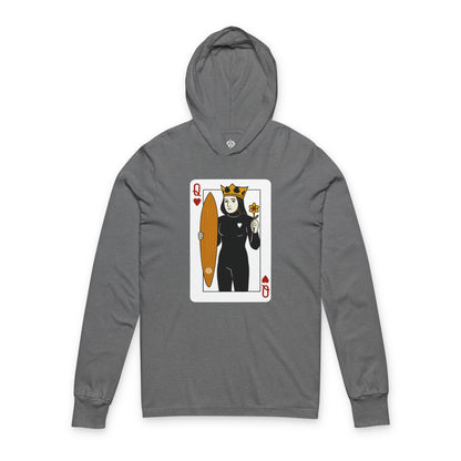 Queen of Hearts Surfer Unisex - Cotton Hooded Long Sleeve Hooded T-Shirt