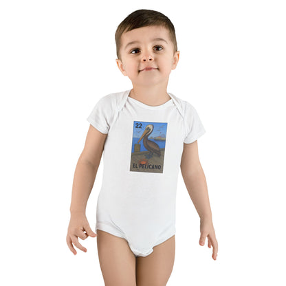 Pelican Lotería - Baby Short Sleeve 100% Cotton Onesie (El Pelícano)