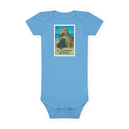 Elephant Seal Lotería - Baby Short Sleeve 100% Cotton Onesie (El Elefante Marino)