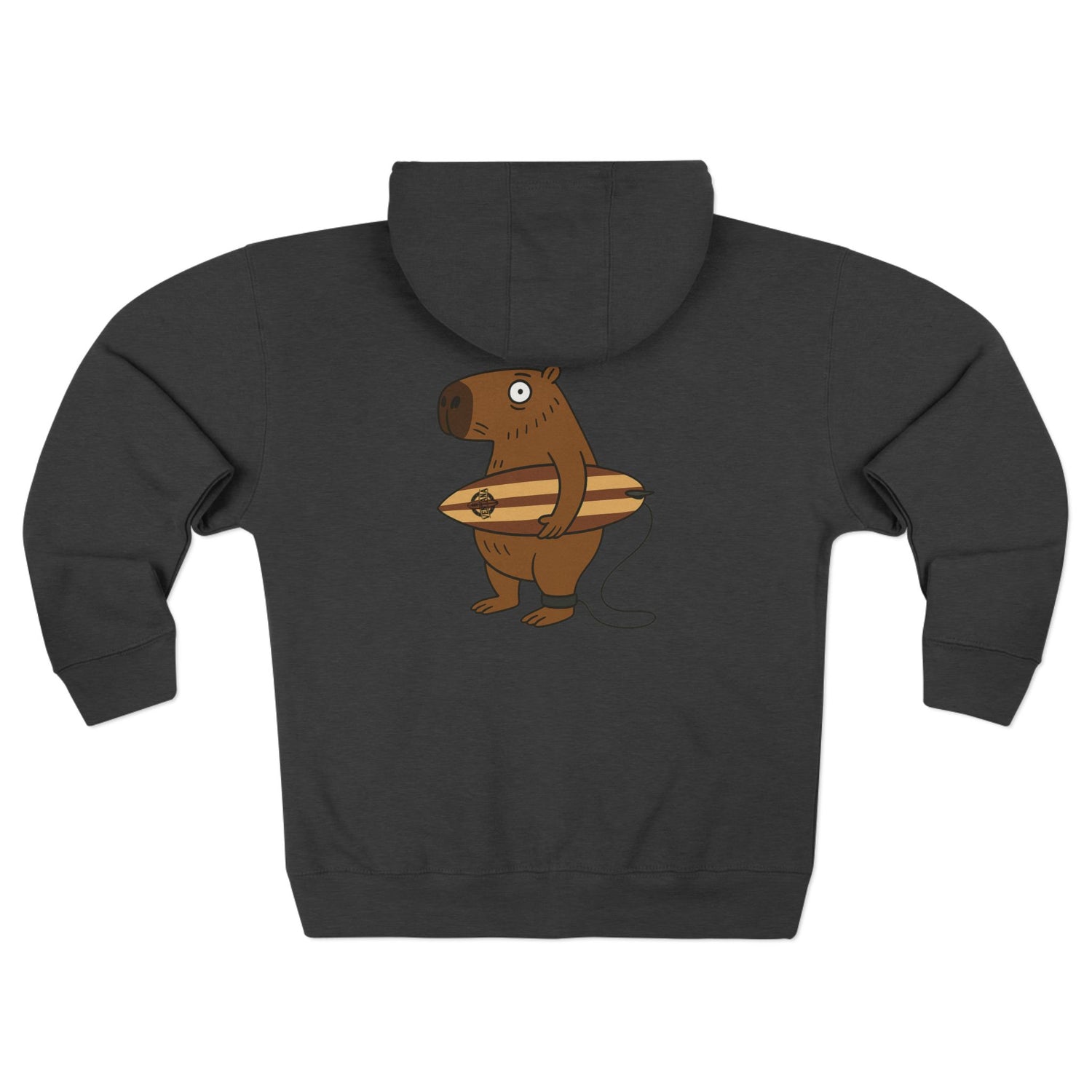 Capybara Surfer Unisex - Zip Cotton Blend Fleece Hoodie