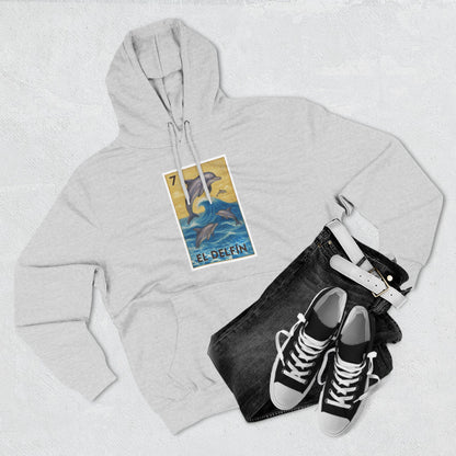 Dolphin Lotería Unisex - Pull-Over Cotton Blend Fleece Hoodie (El Delfín)