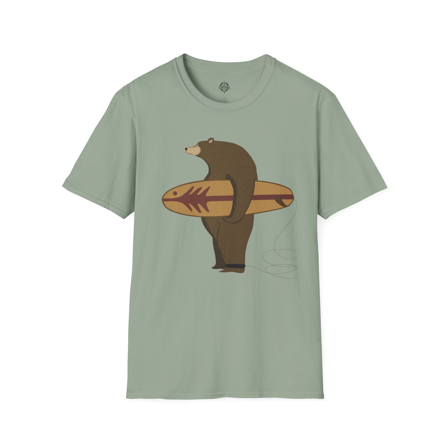 Surfing Grizzly Bear by Fabian Lavater Unisex - Soft Style U.S. Cotton T-Shirt