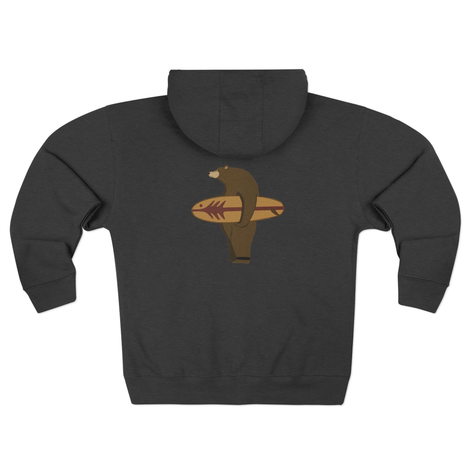 Surfing Grizzly Bear by Fabian Lavater Unisex - Zip Cotton Blend Fleece Hoodie