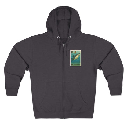 Shark Lotería Unisex - Zip Cotton Blend Fleece Hoodie (El Tiburón)