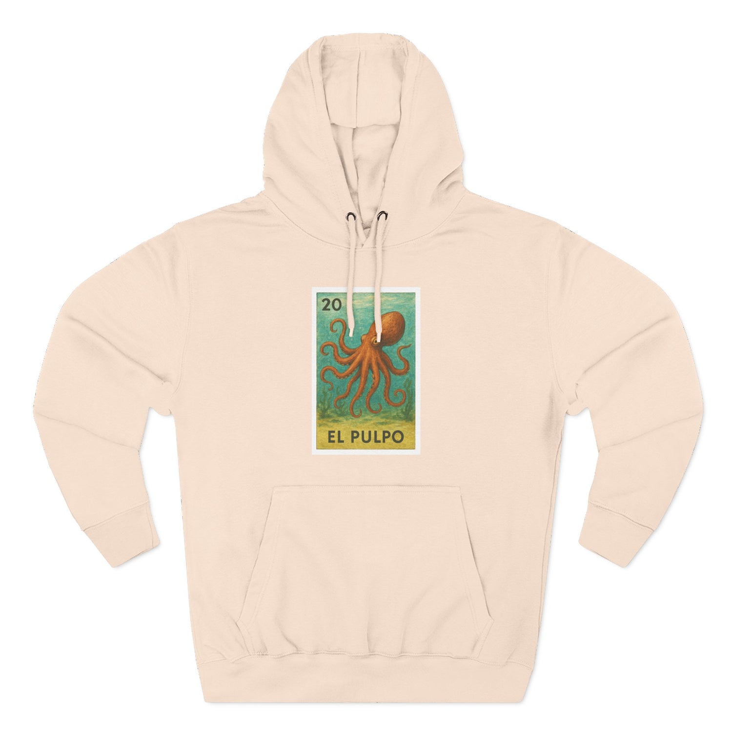 Octopus Lotería Unisex - Pull-Over Cotton Blend Fleece Hoodie (El Pulpo)