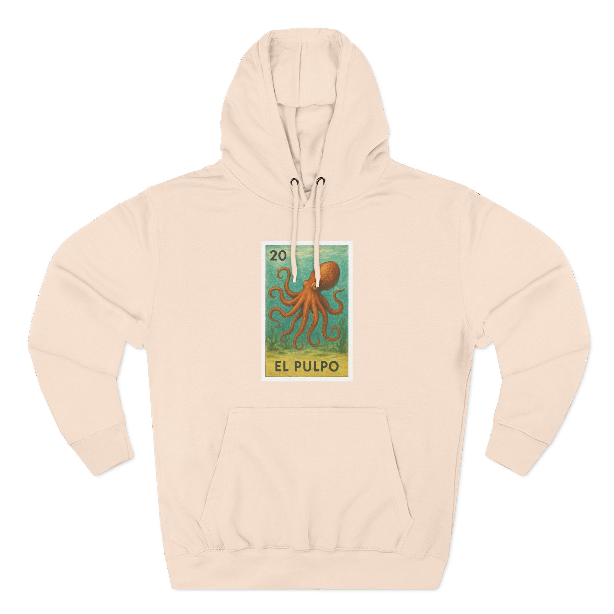 Octopus Lotería Unisex - Pull-Over Cotton Blend Fleece Hoodie (El Pulpo)