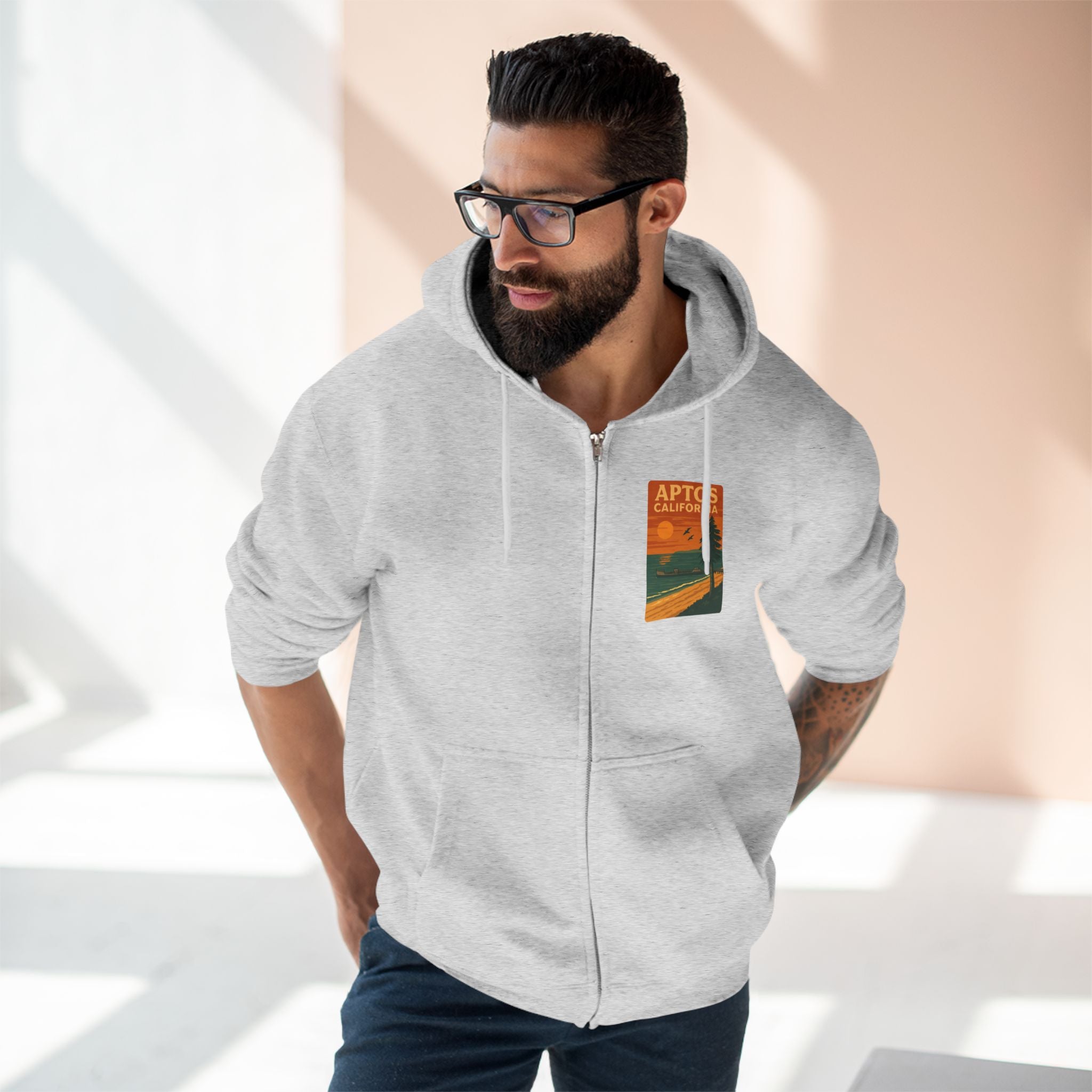 Aptos California Sunset Unisex - Zip Cotton Blend Fleece Hoodie