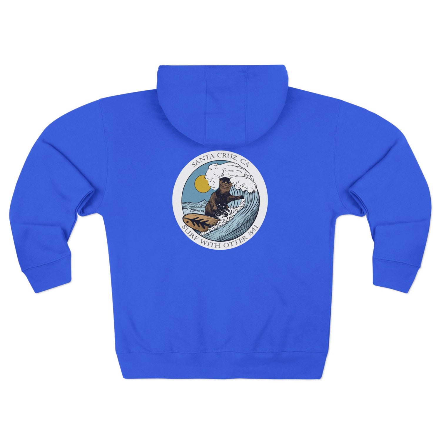 Surf with Otter 841 by Thiago Bianchini Unisex - Zip Cotton Blend Fleece Hoodie