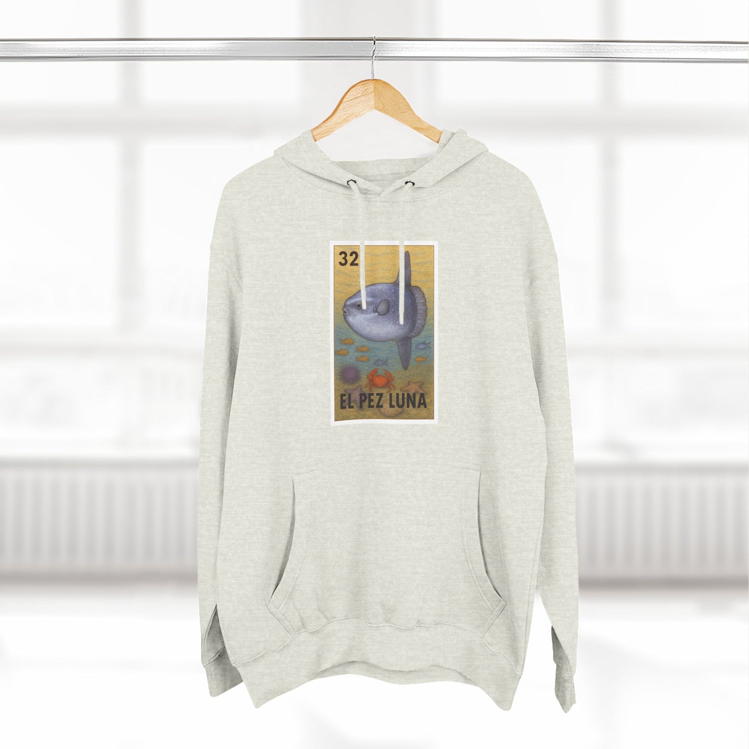 Sunfish Lotería Unisex - Pull-Over Cotton Blend Fleece Hoodie (El Pez Luna)
