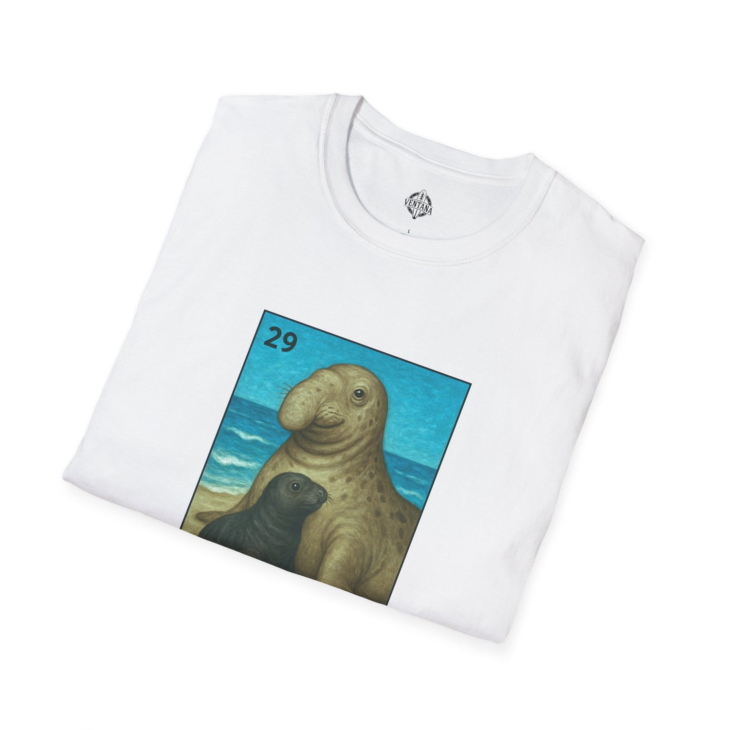 Elephant Seal Lotería Unisex - Soft Style U.S. Cotton T-Shirt (El Elefante Marino)