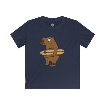 Capybara Surfer Kids - Soft Style U.S. Cotton T-Shirt