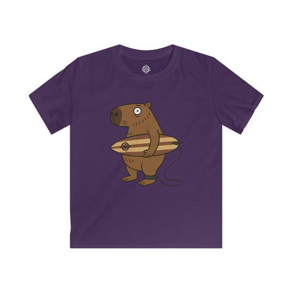 Capybara Surfer Kids - Soft Style U.S. Cotton T-Shirt