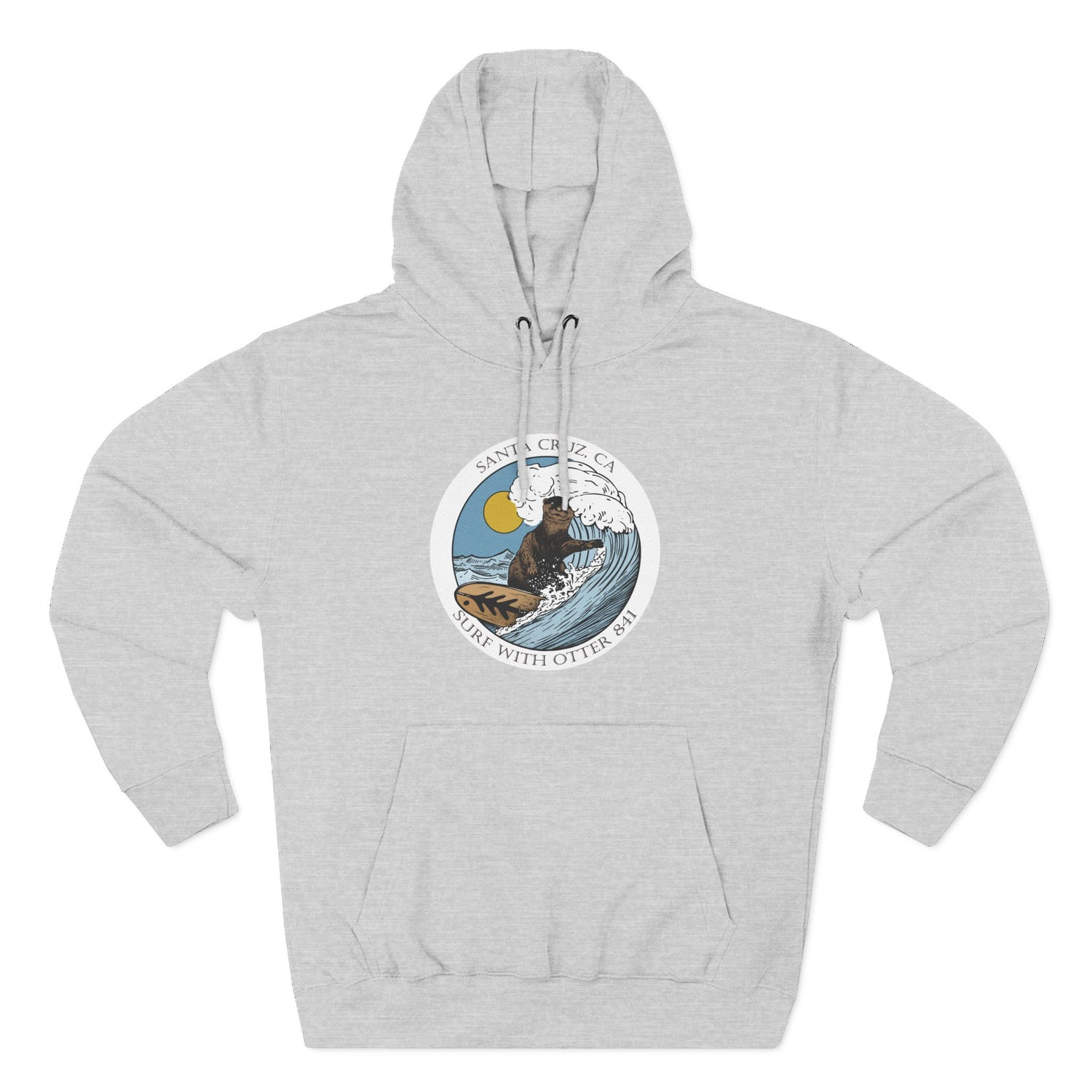 Surf with Otter 841 by Thiago Bianchini Unisex - Pull-Over Cotton Blend Fleece Hoodie
