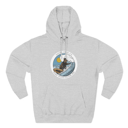 Surf with Otter 841 by Thiago Bianchini Unisex - Pull-Over Cotton Blend Fleece Hoodie
