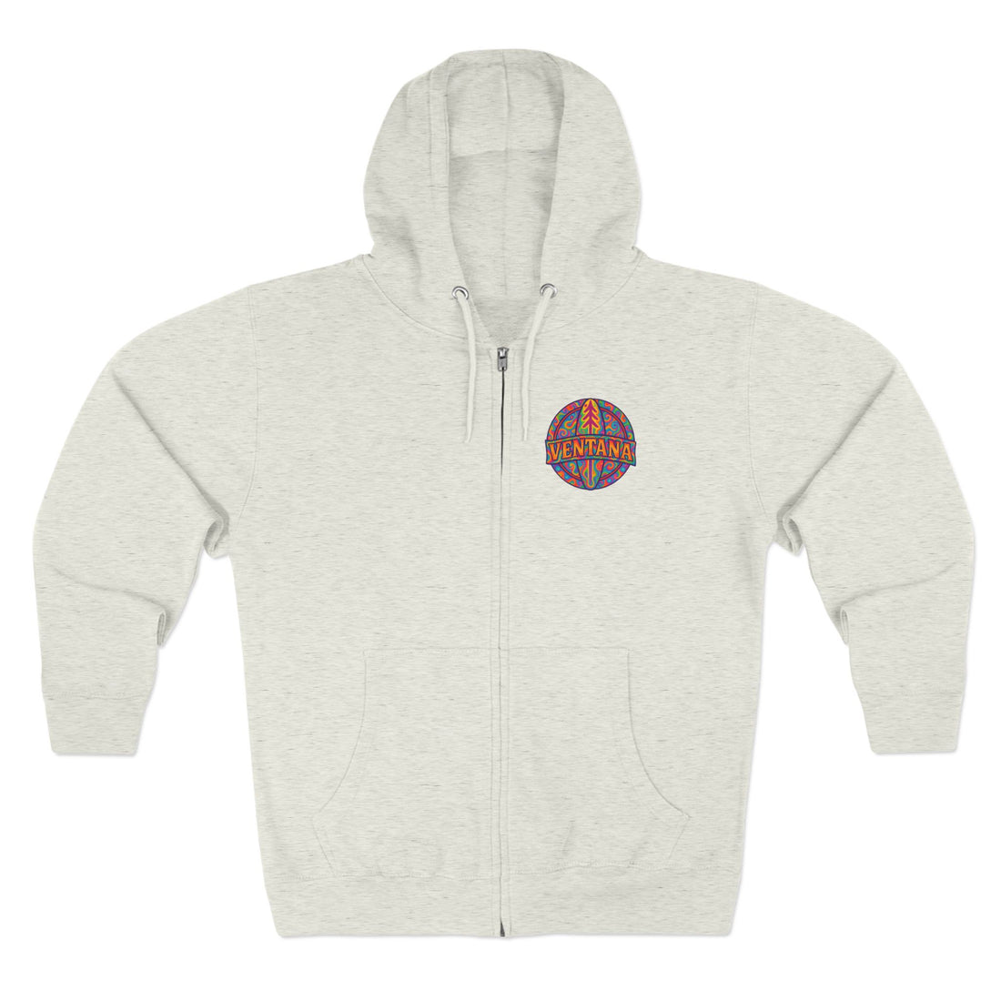 Ventana Psychedelic Treefish Logo Unisex - Zip Cotton Blend Fleece Hoodie