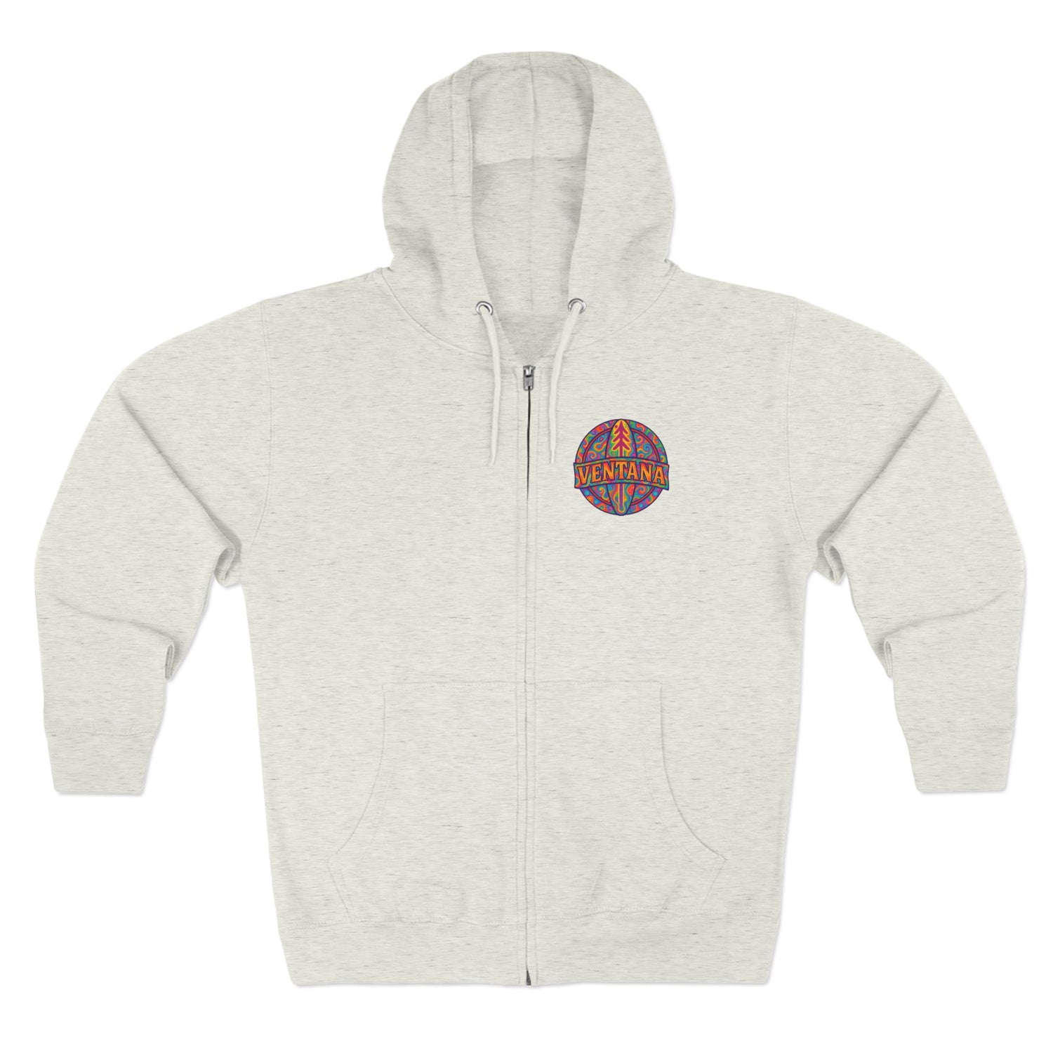 Ventana Psychedelic Treefish Logo Unisex - Zip Cotton Blend Fleece Hoodie
