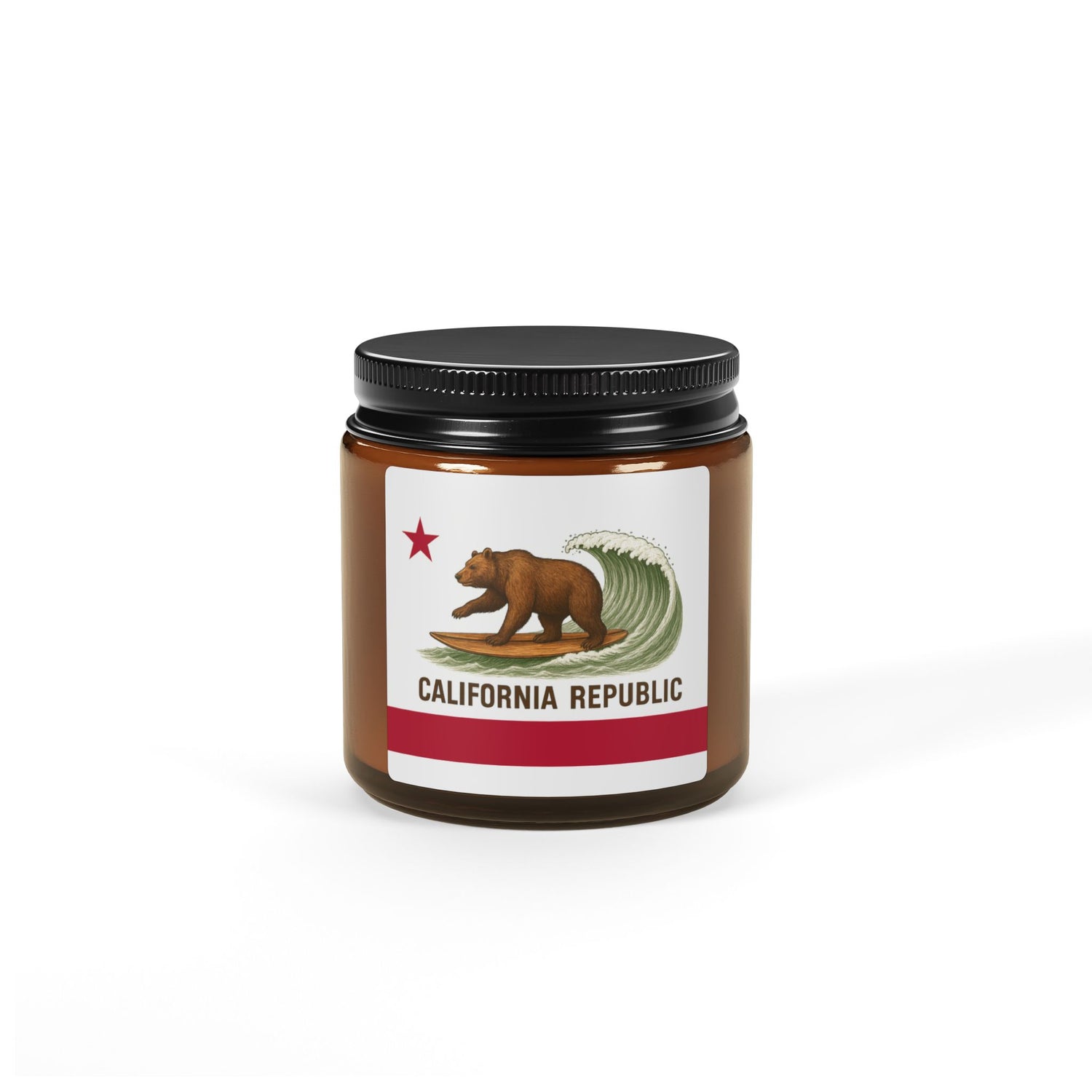 California Surfing Bear Flag - Scented Soy Candle