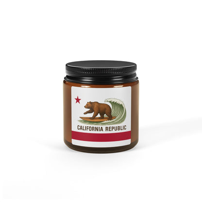 California Surfing Bear Flag - Scented Soy Candle