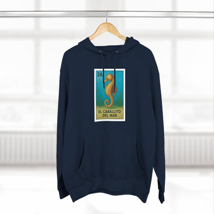 Seahorse Lotería Unisex - Pull-Over Cotton Blend Fleece Hoodie (El Caballito del Mar)
